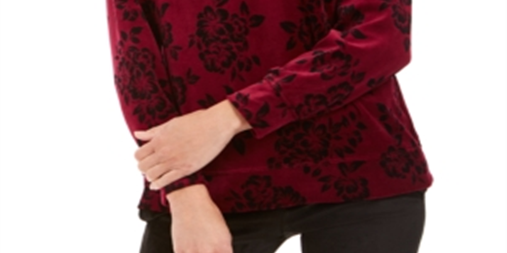 Karen Scott Women's Floral Print Sweatshirt Purple Size Petite Small