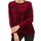Karen Scott Women's Printed Long Sleeve Jewel Neck Evening Sweater Purple Size Petite Medium