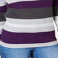Karen Scott Women's Cotton Striped Ribbed Sweater Purple Size Petite Large