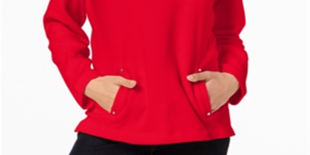 Karen Scott Women's Zip Neck Top Red Size Petite L