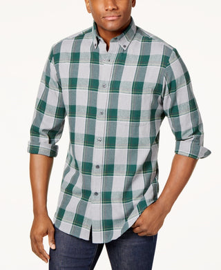 Club Room Men's Plaid Flannel Shirt Green Size Small