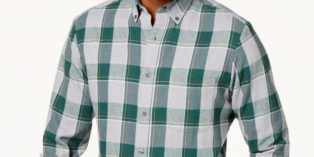 Club Room Men's Plaid Flannel Shirt Green Size Small