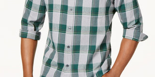 Club Room Men's Plaid Flannel Shirt Green Size Small