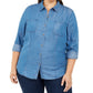 Charter Club Women's Chambray Shirt Blue Demin Size XX-Large