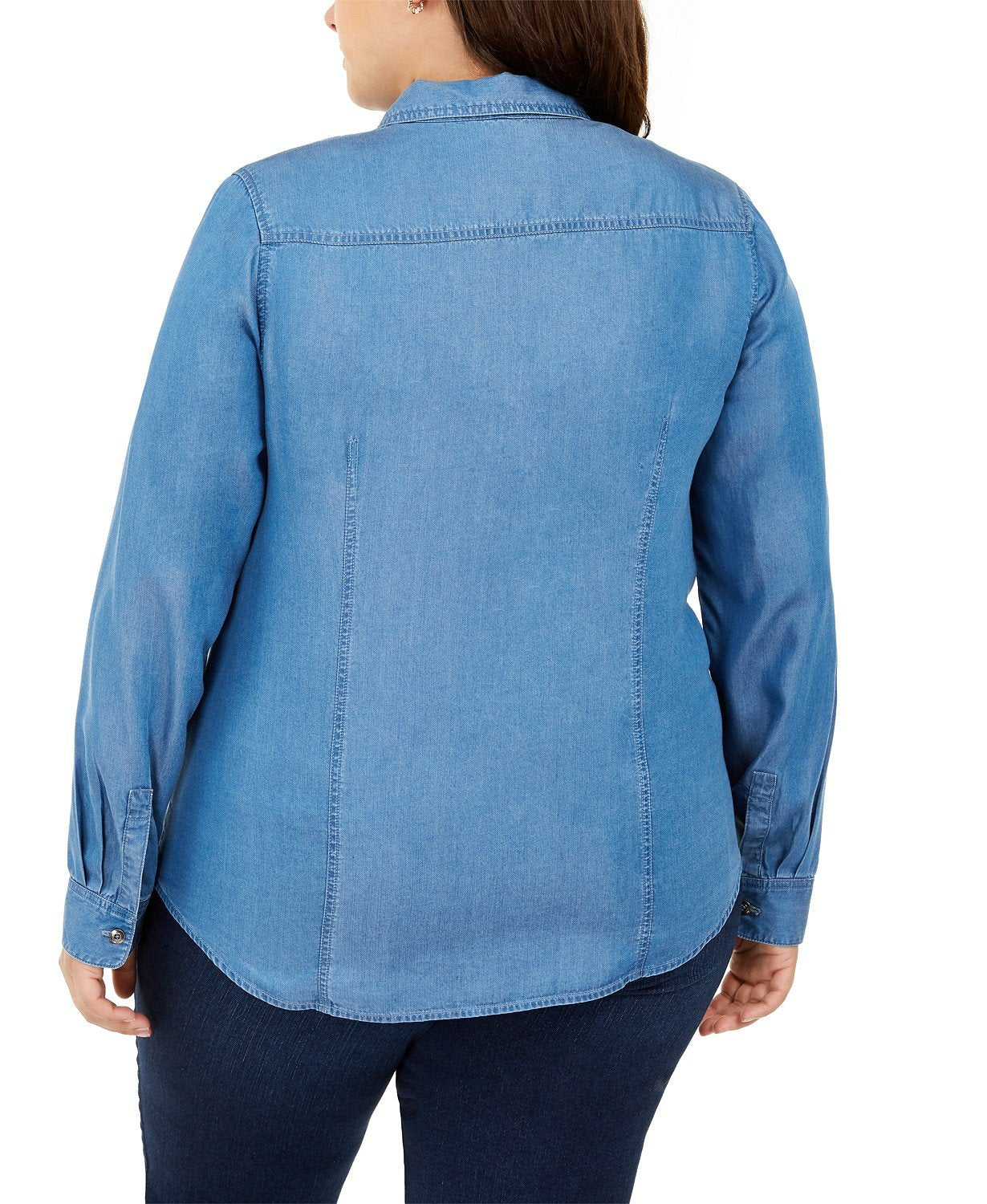 Charter Club Women's Chambray Shirt Blue Demin Size XX-Large