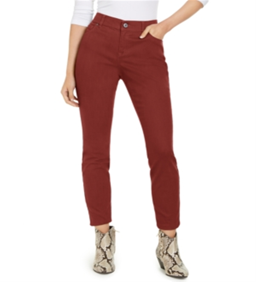 INC International Concepts Women's Essentials Curvy Fit Skinny Jeans Red Size 16