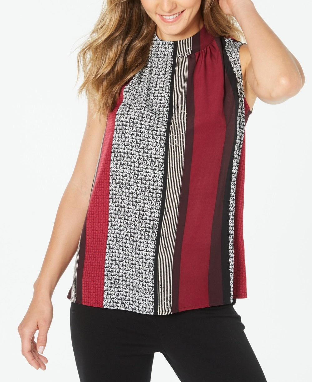 Alfani Women's Colorblocked Sleeveless Top Red Size Medium