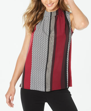 Alfani Women's Colorblocked Sleeveless Top Red Size Medium