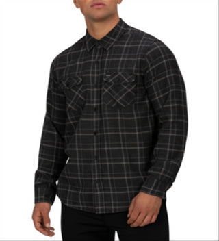 Hurley Men's Spitfire Plaid Shirt Black Size Medium