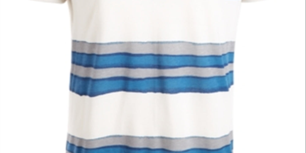 American Rag Men's Striped V Neck T-Shirt White Size Small