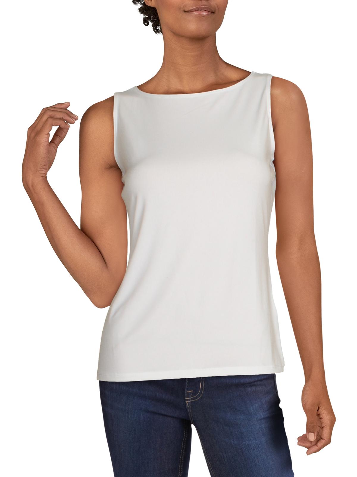 Charter Club Women's Sleeveless Boatneck Top White Size Petite S/M