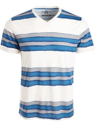 American Rag Men's Striped V Neck T-Shirt White Size XX-Large