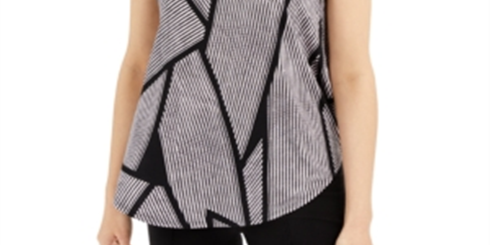 Alfani Women's Printed T-Shirt Pink/Black strip Size Small