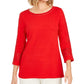 Charter Club Women's Crochet Inset Top Red Size Large