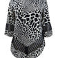 Alfani Women's Printed Crochet Trim Top White-Black Size Petite L
