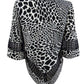 Alfani Women's Printed Crochet Trim Top White-Black Size Petite L