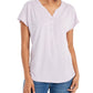 Style & Co Women's Dolman Sleeve Henley Linen Blend Top Purple Size Small