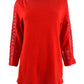 Charter Club Women's Crochet Inset Top Red Size Small