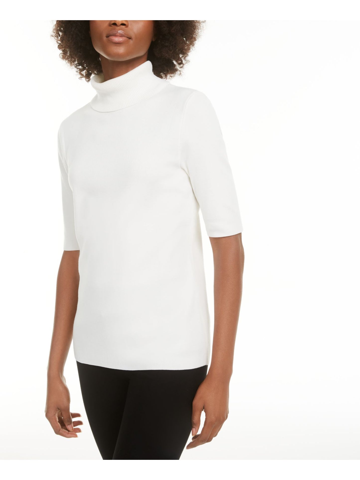 Alfani Women's Turtle Neck Wear to Work Sweater White Size Large