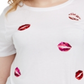 INC International Concepts Women's Plus Sequin Lips Top White Size 0X