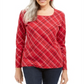 Karen Scott Women's Holly Plaid Embellished Top Red Size Small