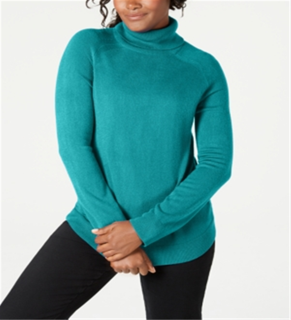 Karen Scott Women's Luxsoft Turtleneck Sweater Blue Size Petite Small
