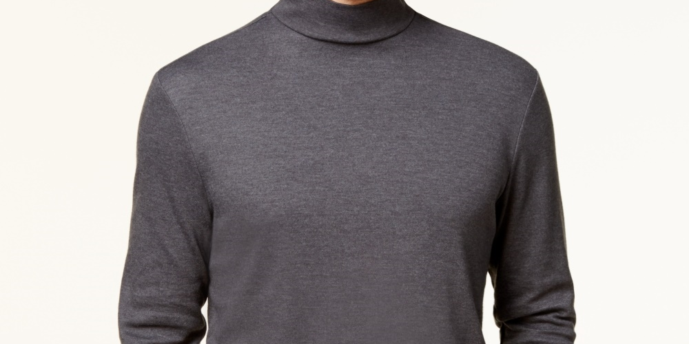 Club Room Men's Solid Mock-Neck Shirt Dark Gray Size XX-Large