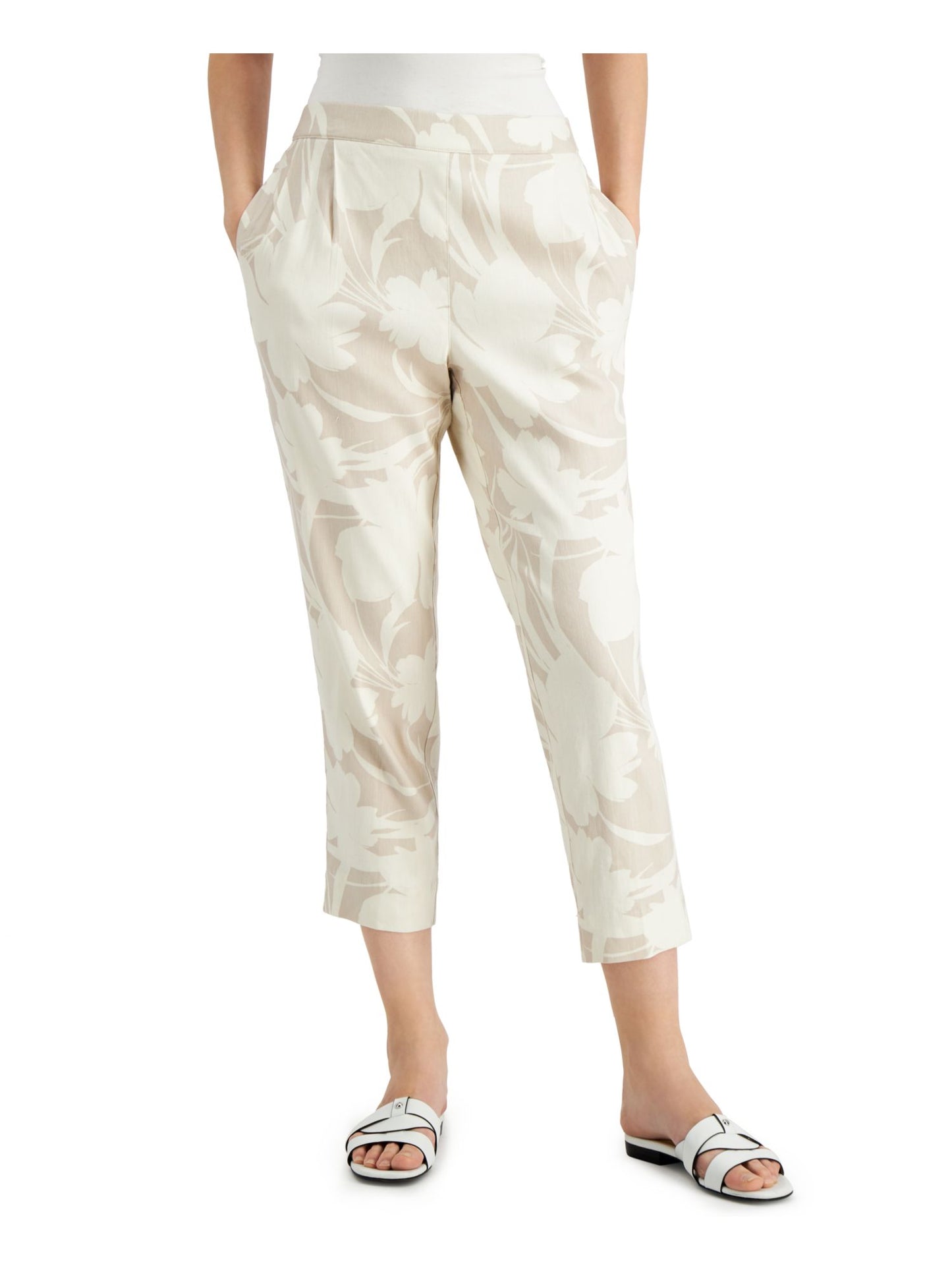 Alfani Women's Floral Pants Brown Size Medium