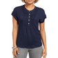 Style & Co Women's Crochet Bib Textured Top Blue Size XX-Large