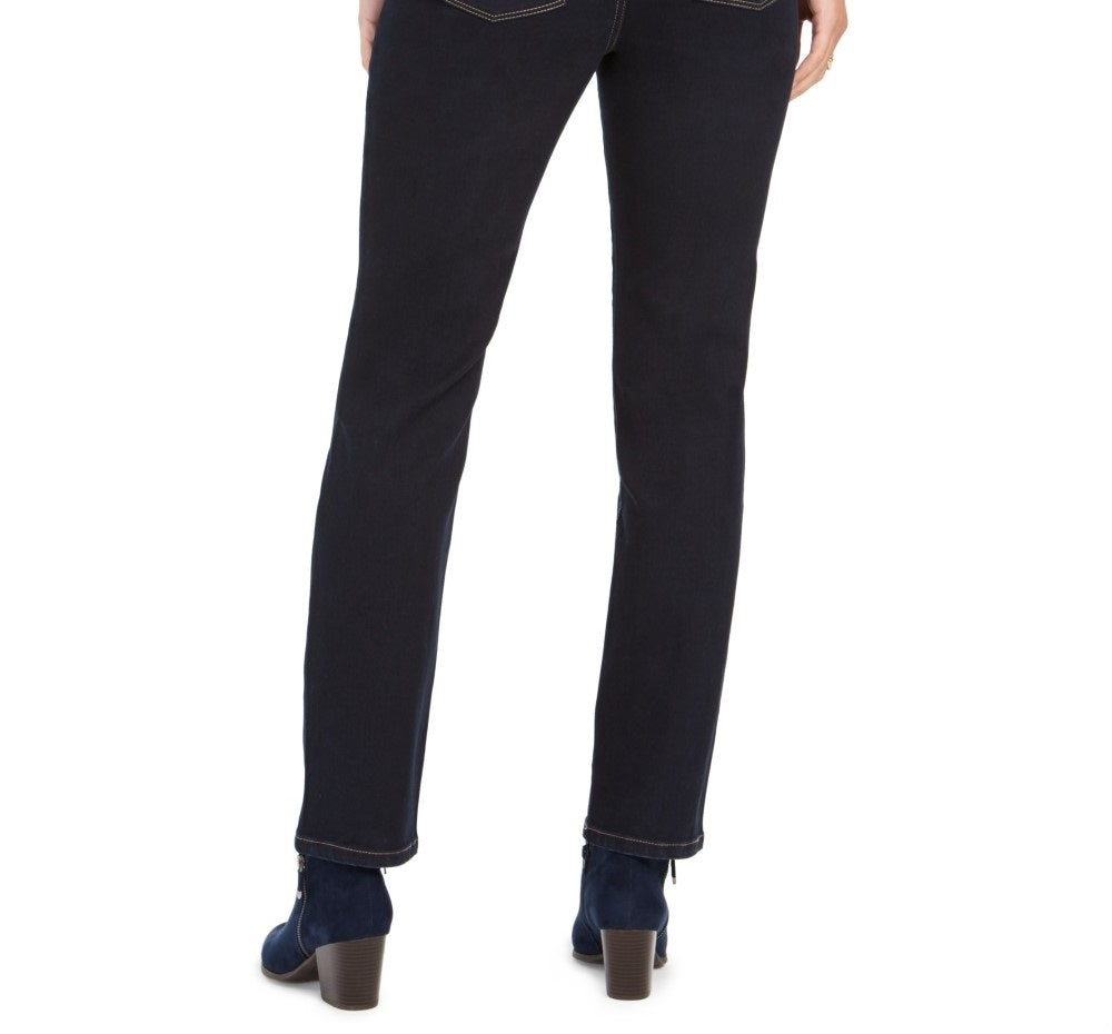 Style & Co Women's Straight-Leg Bling Pocket Jeans Dark Blue Size 10