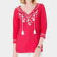 Charter Club Women's Cotton Embroidered Tunic  Dark Pink Size Medium