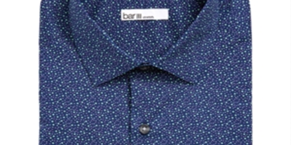Bar III Men's Maxs Slim Fit Performance Dress Shirt Blue Size S 14-14/5