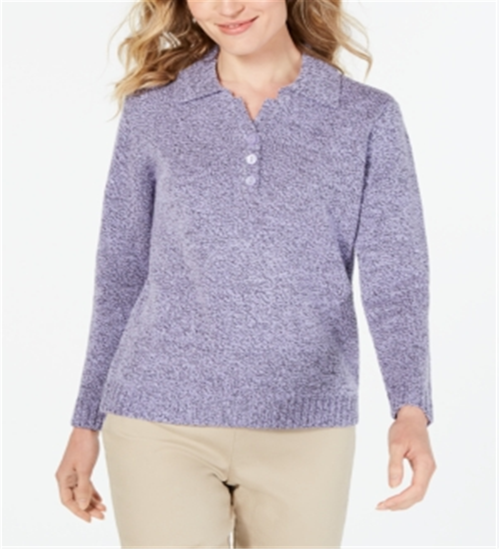 Karen Scott Women's Point Collar Sweater Lavander Size Petite XL