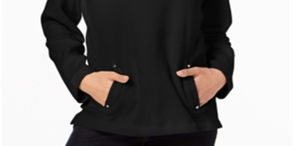 Karen Scott Women's Zip Neck Top Black Size Petite L
