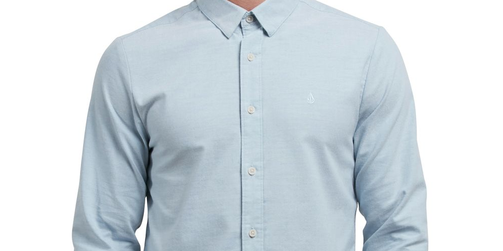 Volcom Men's Oxford Stretch Shirt Blue Size Small
