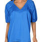 Alfani Women's V Neck Smocked Blouse Blue Size X-Large