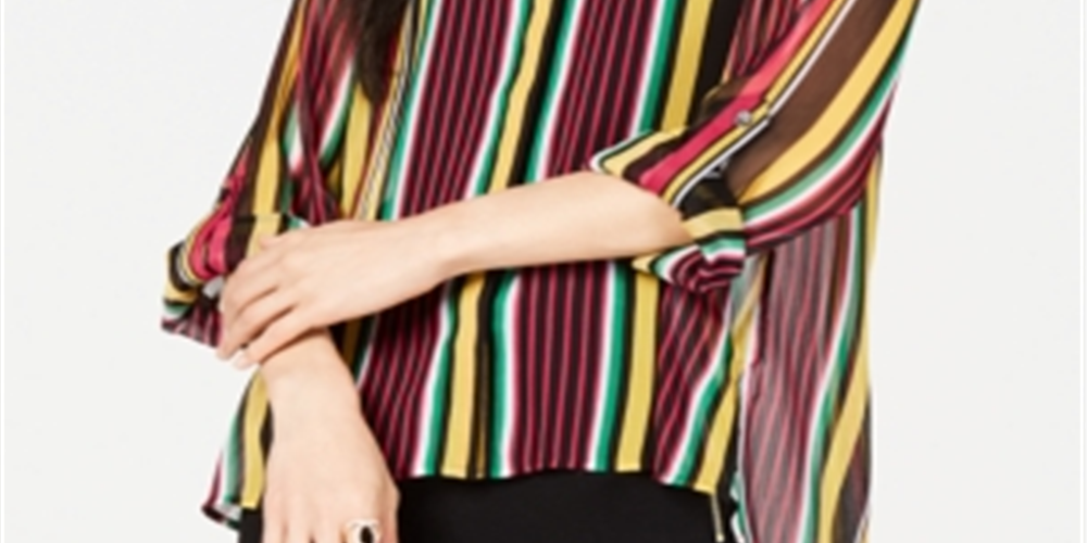 INC International Concepts Women's Striped Shirt Black Size Petite S