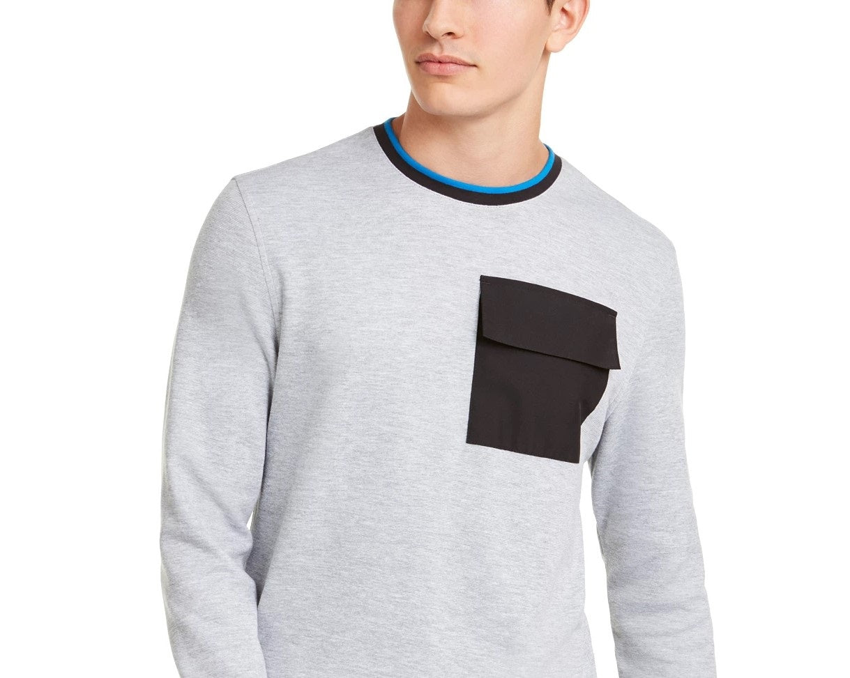 Alfani Men's Utility Pocket Crewneck Sweatshirt Gray Size Medium