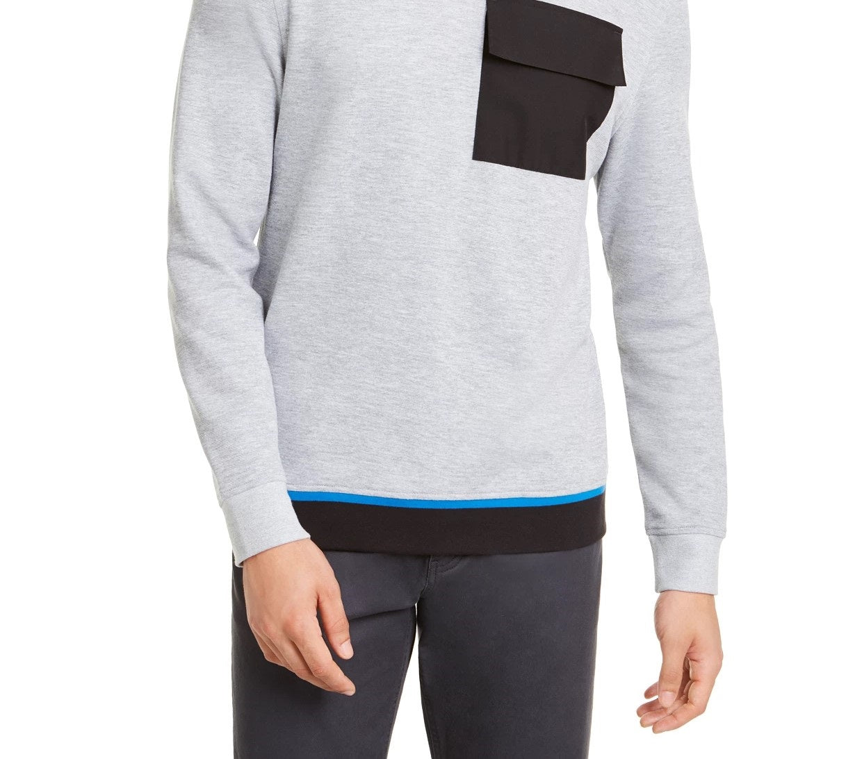 Alfani Men's Utility Pocket Crewneck Sweatshirt Gray Size Medium