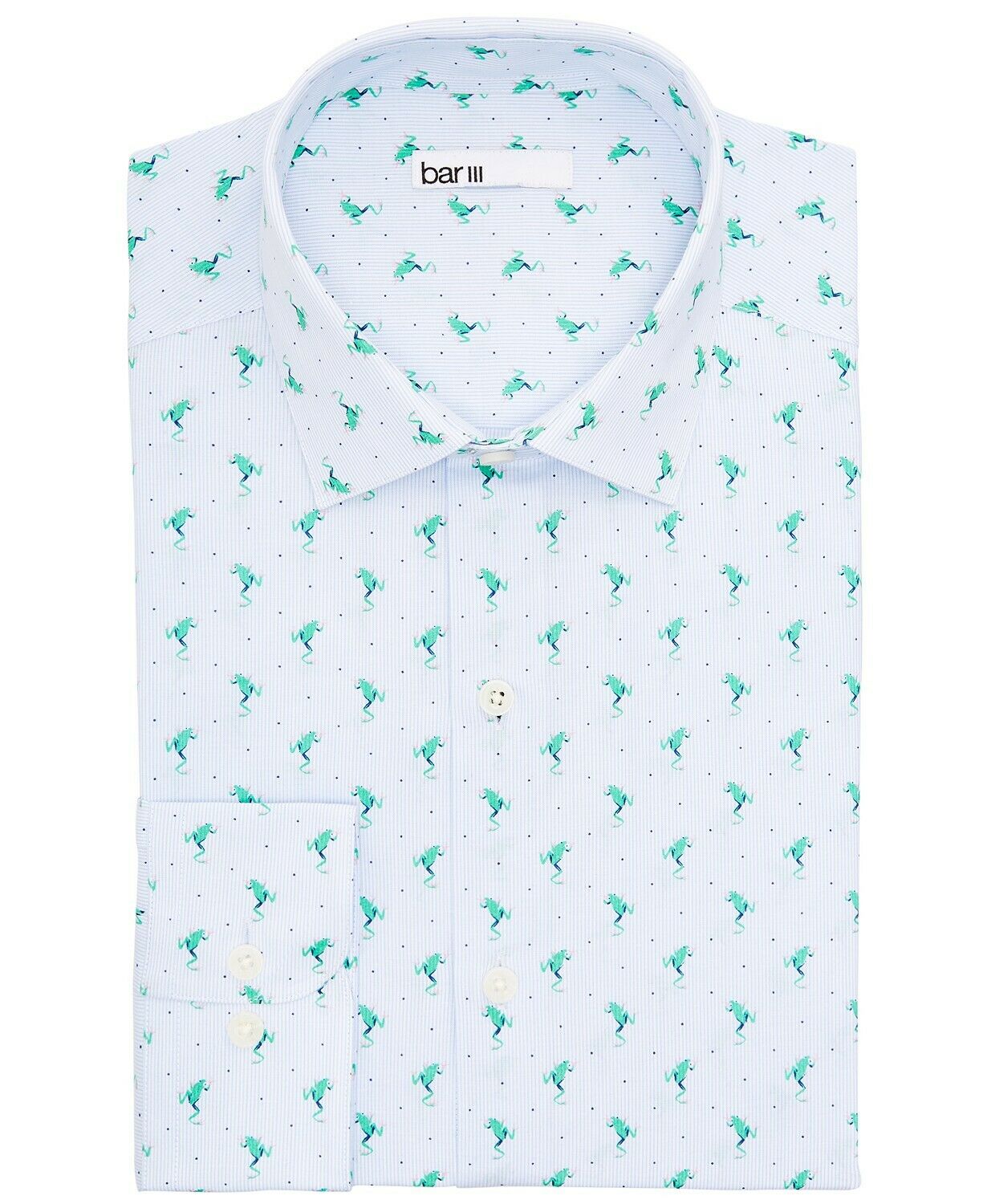 Bar III Men's Slim Fit Performance Stretch Frog Stripe Dress Shirt Blue Size S