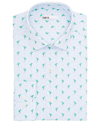 Bar III Men's Slim Fit Performance Stretch Frog Stripe Dress Shirt Blue Size S