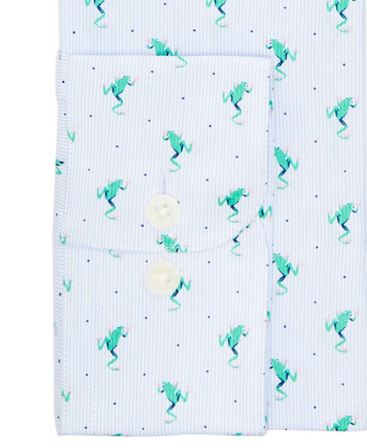 Bar III Men's Slim Fit Performance Stretch Frog Stripe Dress Shirt Blue Size S