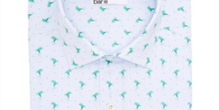 Bar III Men's Slim Fit Performance Stretch Frog Stripe Dress Shirt Blue Size S