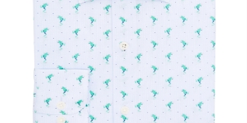 Bar III Men's Slim Fit Performance Stretch Frog Stripe Dress Shirt Blue Size S