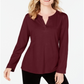 Charter Club Women's Supima Cotton Split Neck Top Wine Size Petite XL
