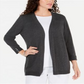 Karen Scott Women's Open Front Button Cuffed Cardigan Gray Size Medium