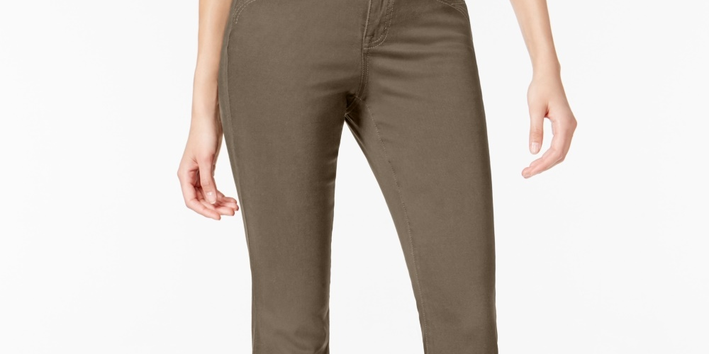 Style & Co Women's Tummy-Control Straight-Leg High-Rise Jeans Green Size 2S
