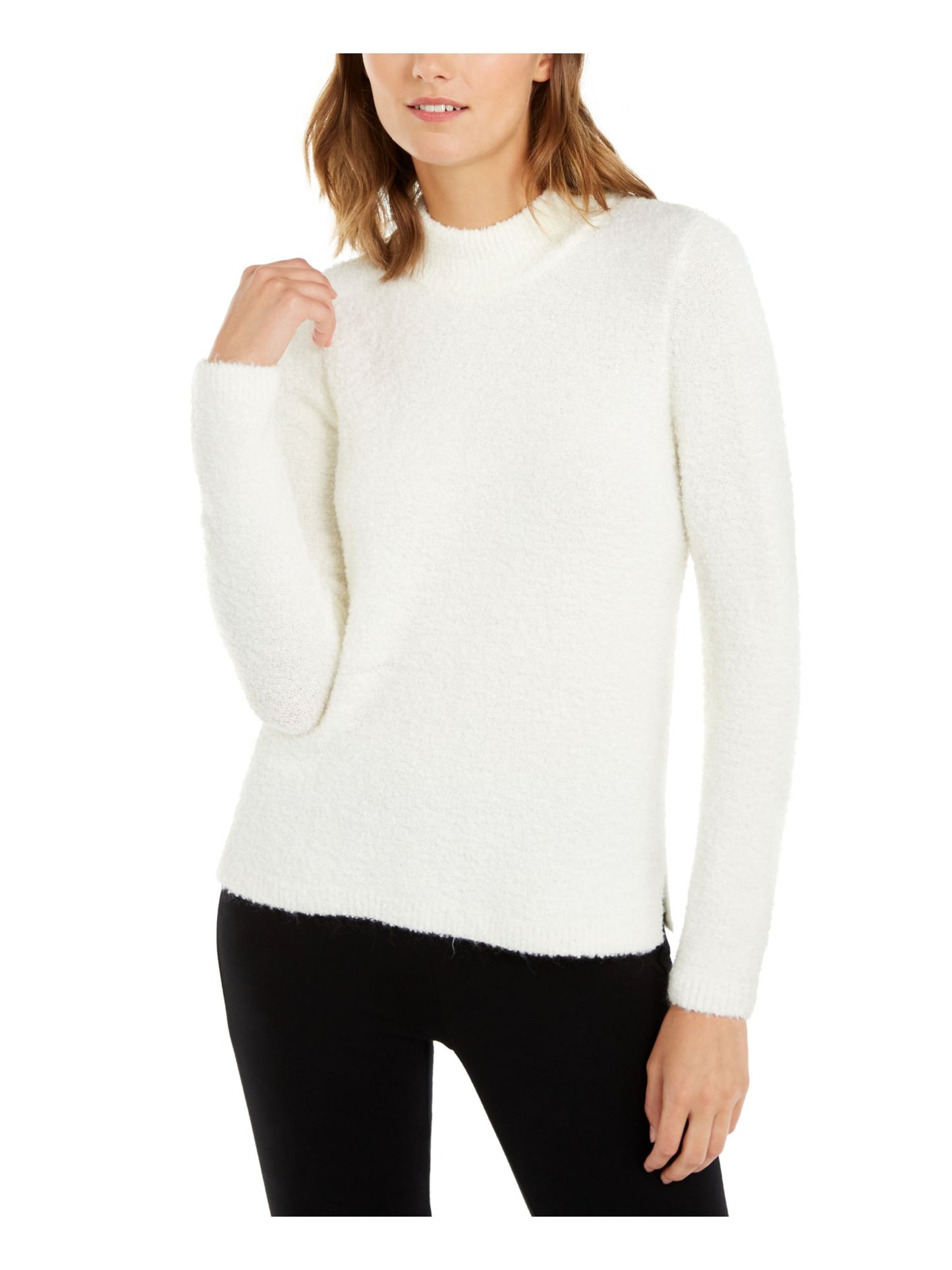 Alfani Women's Solid Long Sleeve Turtle Neck Blouse Top White Size X-Large