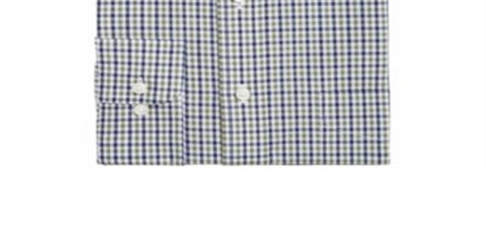 Club Room Men's Plaid Long Sleeves Dress Shirt Olive/Navy Size XL 17