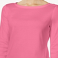 Charter Club Women's Pima Cotton Boat Neck Button Shoulder Top Pink Size X-Large
